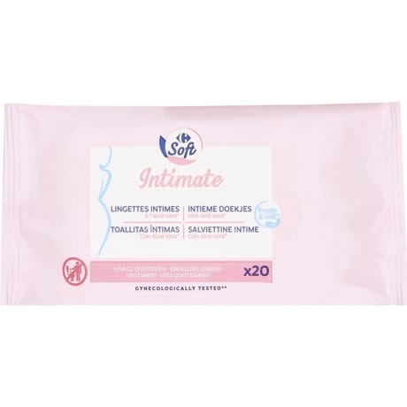 Carrefour soft intimate lingettes intimes x 20
