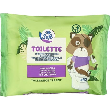 Carrefour soft lingettes petites fesses carre melon x 60