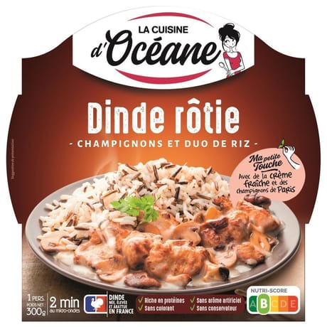 La cuisine d'oceane plat cuisinés dinde rôtie forestière duo de riz 300g