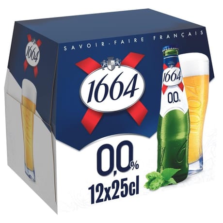 1664 0.0 bière blonde sans alcool 12x25cl 0.0%vol