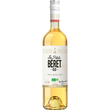 Vin Blanc Sans Alcool Muscat Doux Bio Le Petit Beret 75 cl