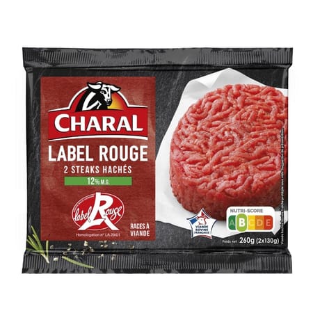 Steaks hachés 12% x2 260g label rouge Charal