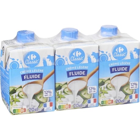 Carrefour classic crème légère fluide 3x20cl