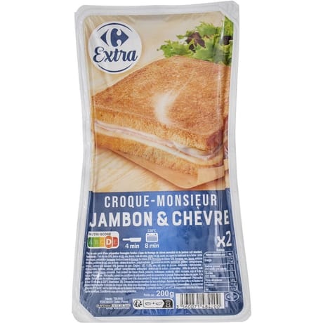 Carrefour extra croque monsieur jambon et chèvre 200g