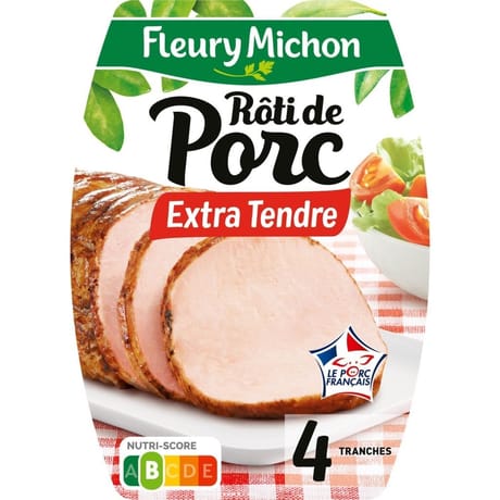 Fleury michon rôti de porc nature 4 tranches 160g