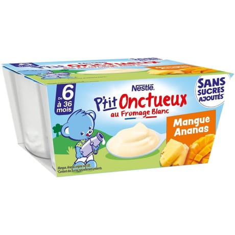 Nestlé p'tit onctueux mangue ananas 4x90g dès 6 mois
