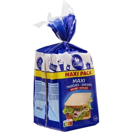 Carrefour classic' pain de mie nature maxi tranches 825g