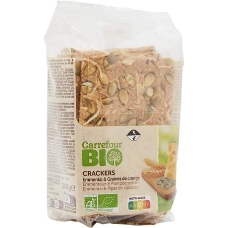 Carrefour bio crackers emmental graines de courge 200g