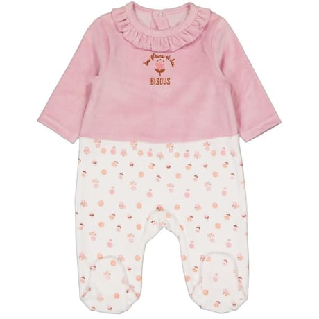 Dors bien velours fille ROSE / BLANC AOP 18 MOIS