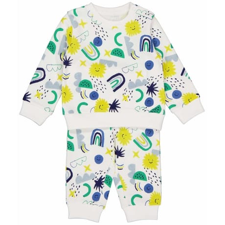 Ensemble long jogging 2 pièces garçon BLANC AOP 36MOIS
