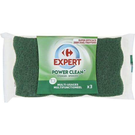 Carrefour expert éponge à récurer multi-usages power clean x3