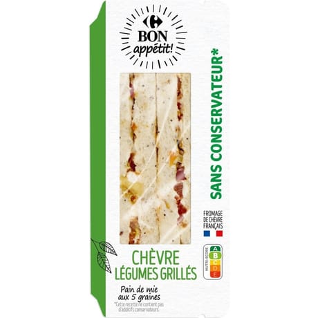 Carrefour Bon appétit sandwich chèvre légumes grillés 160g