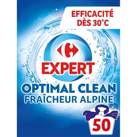 Carrefour expert optimal clean lessive poudre fraîcheur alpine 2.5kg
