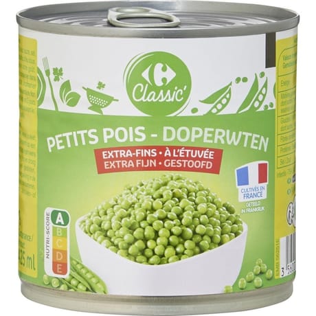 Carrefour classic petits pois extra-fins 265g