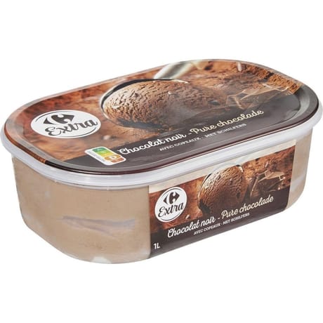 Carrefour extra glace chocolat noir bac 500g