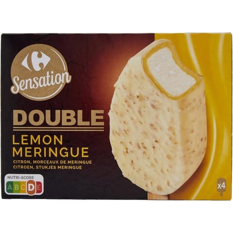 Carrefour sensation 4 bâtonnets double citron meringue 290g