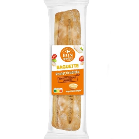 Carrefour bon appétit baguette poulet crudités 220g