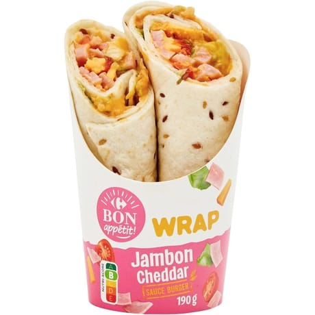 Carrefour bon appétit wrap jambon cheddar 190g