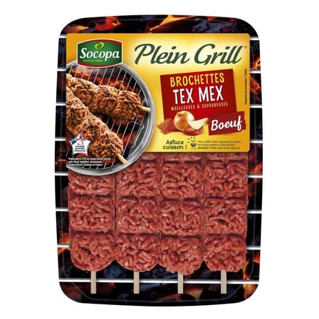 Brochette plein grill au boeuf tex mex x4 400g Socopa