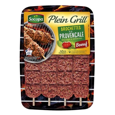 Brochette plein grill au boeuf a la provencale 100gx4 Socopa