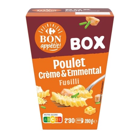 Carrefour bon appétit box fusilli poulet crème emmental 280g