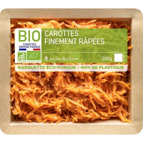 Carottes finement rapées - bio au jus de citron 200g