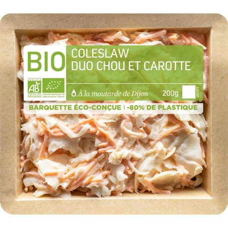 Coleslaw : duo chou et carotte - bio à la moutarde de Dijon 200g