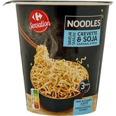 Carrefour sensation nouilles instantanées crevette & soja 65g