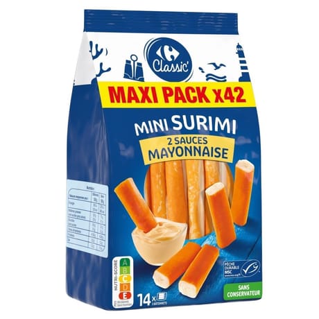 Carrefour classic' mini surimi sauce mayonnaise 42 bâtonnets 440g