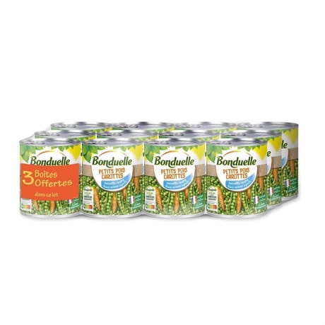 Bonduelle petits pois et carottes sans arome ajouté x12 - 6360g