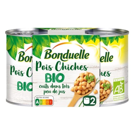 Bonduelle pois chiche bio cuits dans tres peu de jus 260g