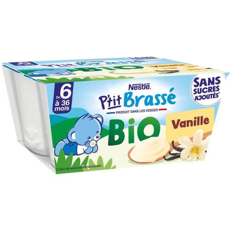Nestlé p'tit brassé bio vanille dès 6 mois 4x90g