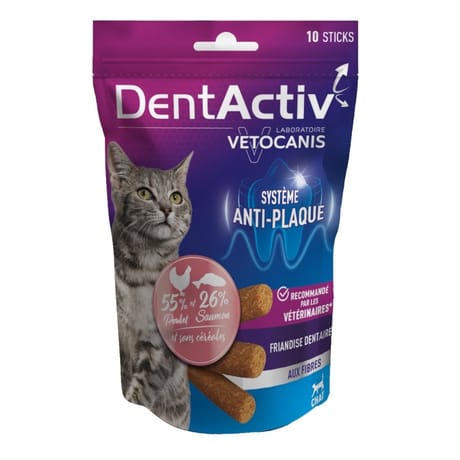 Vetocanis dentactiv 10 sticks poissons chat  - 50g