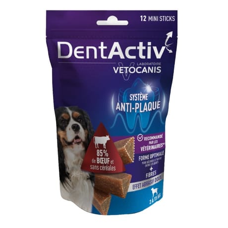 Vetocanis dentactiv 712 mini sticks boeuf chien  - 75g