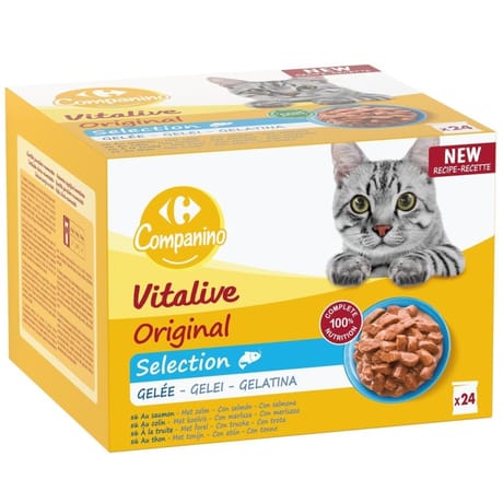 Carrefour companino pâtée pour chat aux poissons 24 sachets de 100g