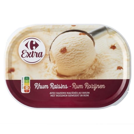 Carrefour Extra glace rhum raisins 500g