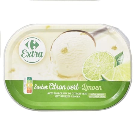 Carrefour extra sorbet citron vert 550g