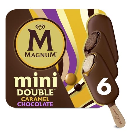 Magnum 6 mini bâtonnets glace double chocolat caramel 330ml - 283g