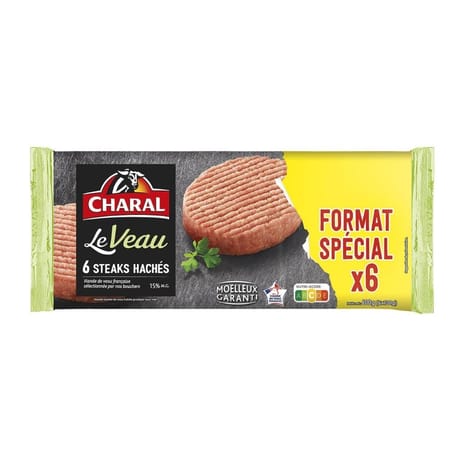 Steak haché de veau format spécial x6 600g Charal