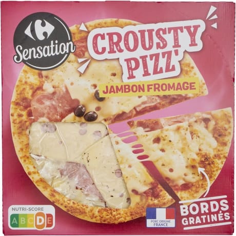 Carrefour sensation crousty pizza jambon fromage 550g