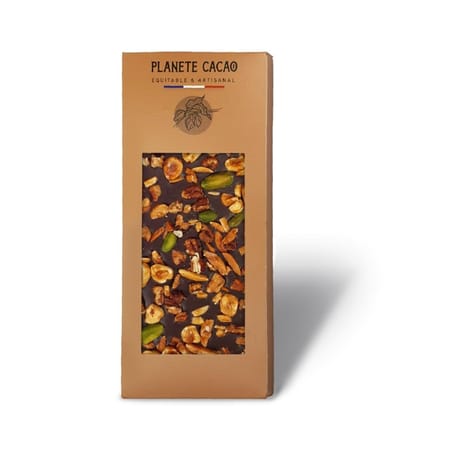 Planète cacao tablette noir fruits secs caramelisés 80g