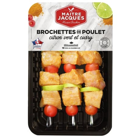 Brochette poulet citron/curry x3 maître jacques