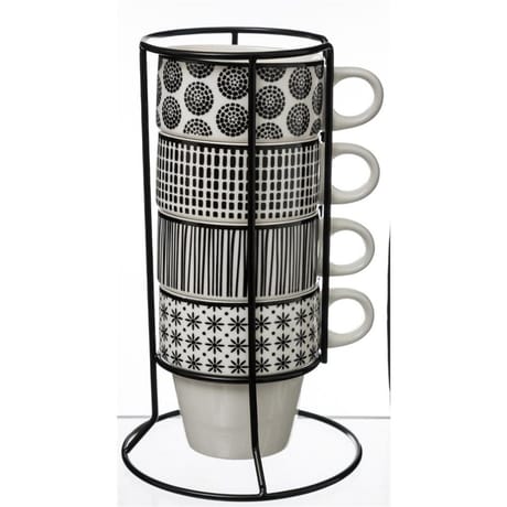 Lot de 4 mugs sur rack bohémia