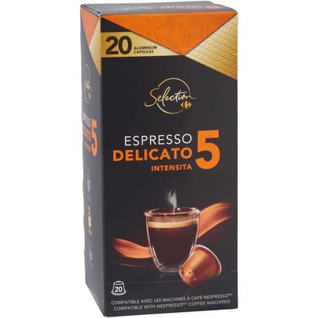 Carrefour sélection 20 dosettes de café espresso Delicato 104g