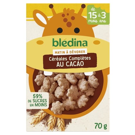 Bledina mini matin céréales complètes au cacao 70g dès 15 mois