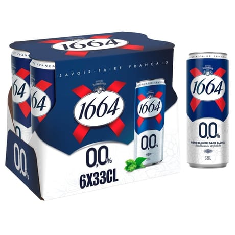 1664 0.0 bière blonde sans alcool 6x33cl 0.0%vol