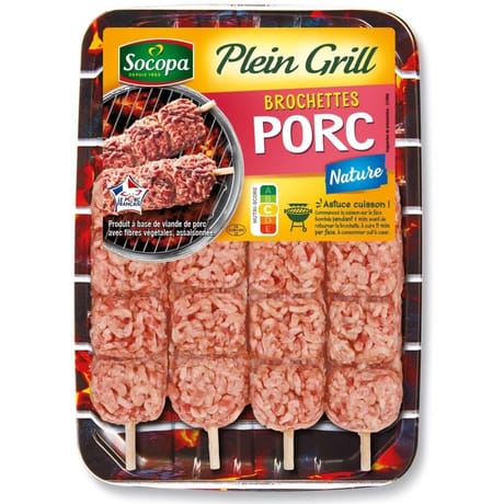 Brochettes plein grill au porc nature x4 360g Socopa