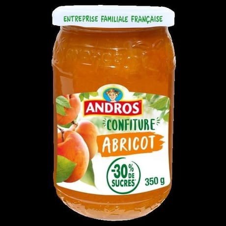 Andros confiture allégée d'abricots 350g