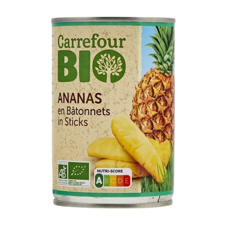 Carrefour bio ananas en bâtonnets bio 245g