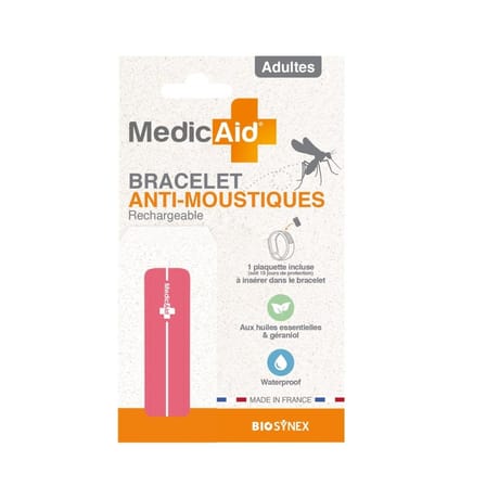 Medicaid bracelet anti moustique rechargeable adulte rose